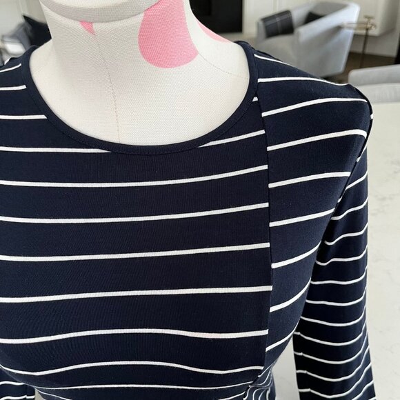 Vince Camuto Casual 3/4 Sleeve Scoop Neck Striped Top Navy + White Sz XXS - Picture 4 of 9